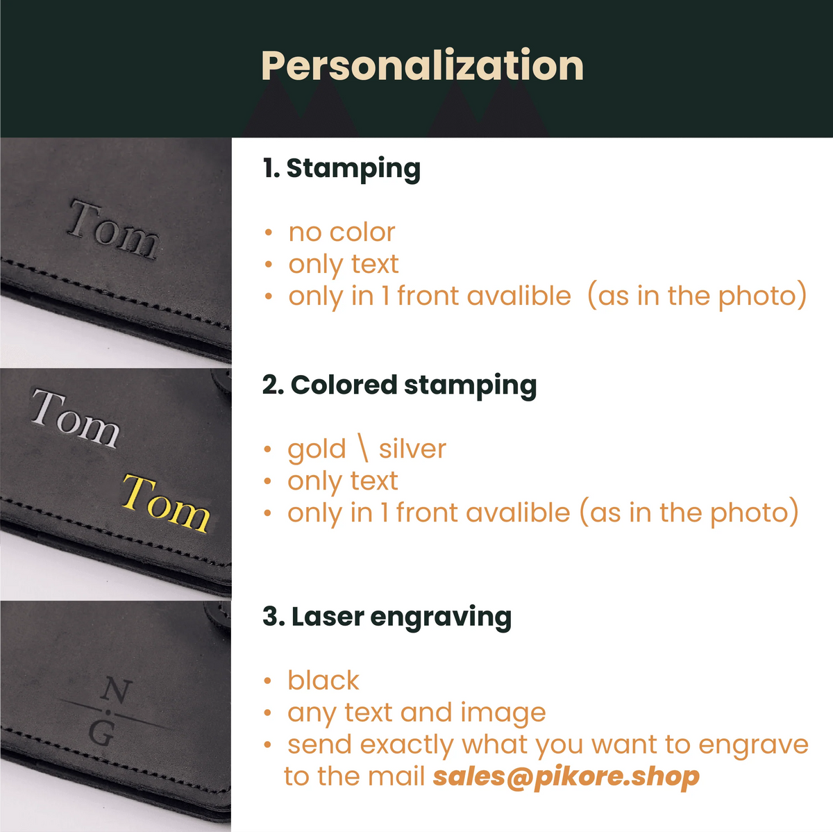 Pikore Personalization options
