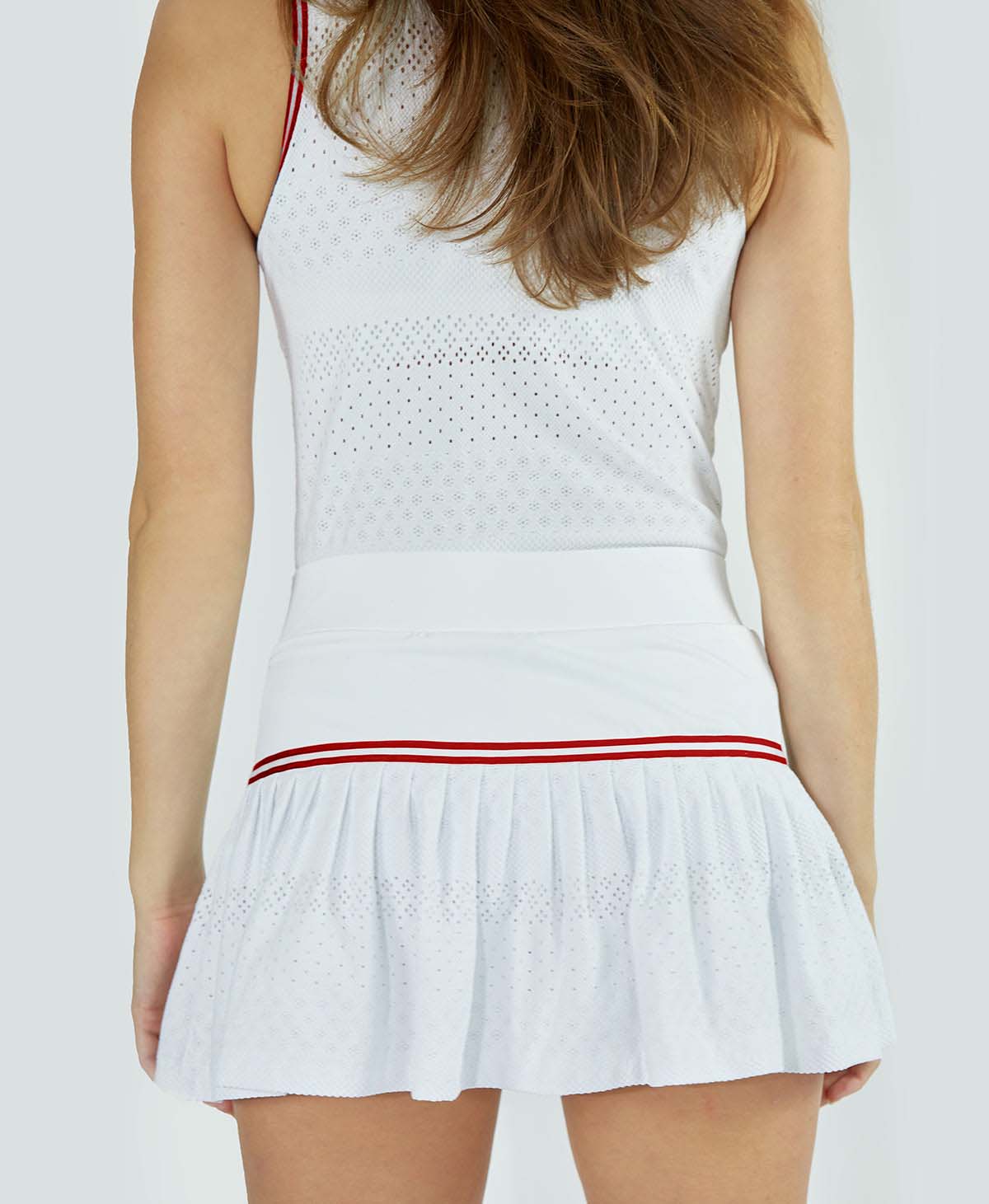 L'Etoile Sport white lace tennis skirt on TennisDujour.com.